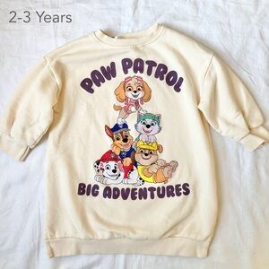 🪴5/$30 Zara 2-3 Years Toddler Paw Patrol Cream Crewneck Sweatshirt Dress Dogs